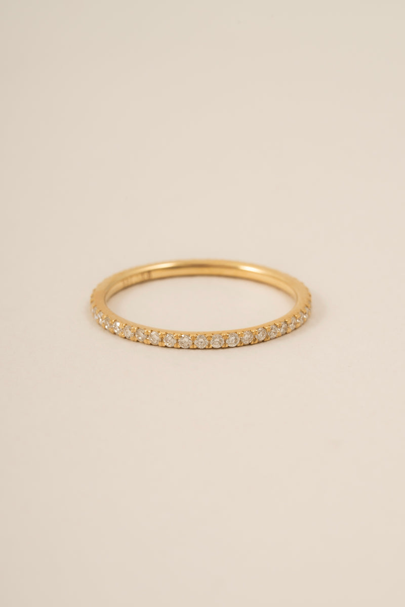 14k gold pavé band ring set with 46 lab-grown diamonds