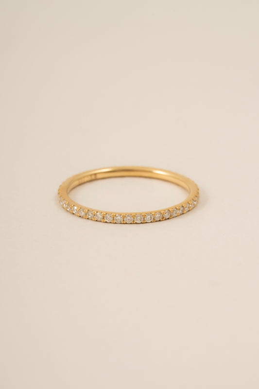 14k gold pavé band ring set with 46 lab-grown diamonds