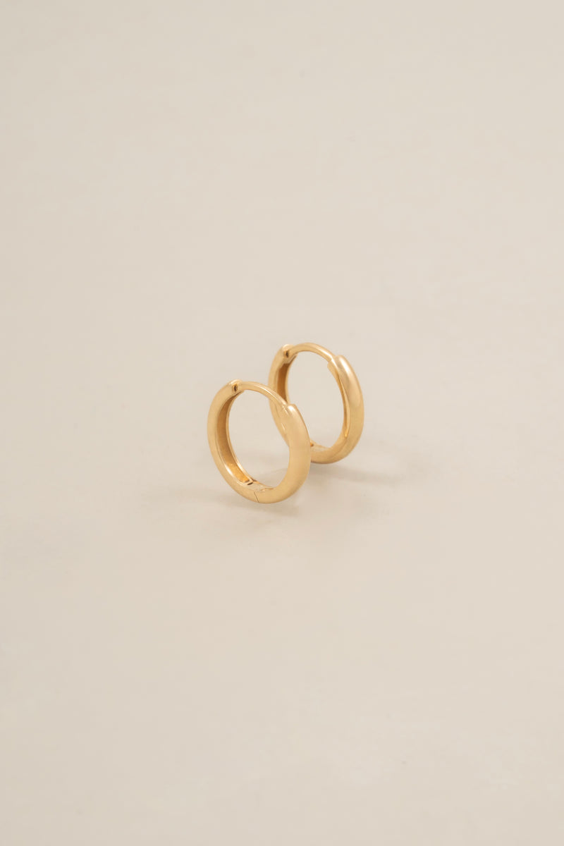 14k solid gold huggie hoop earrings, polished everyday style