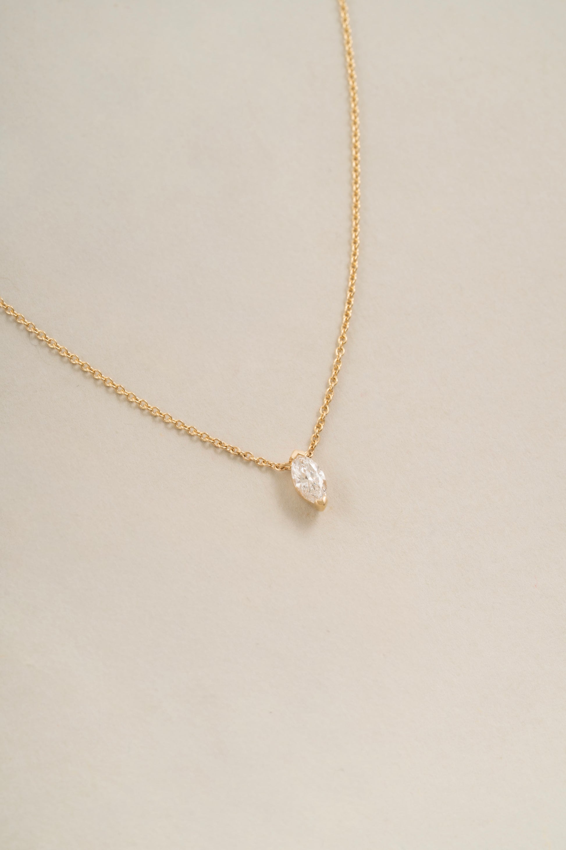 14k gold marquise lab-grown diamond solitaire necklace