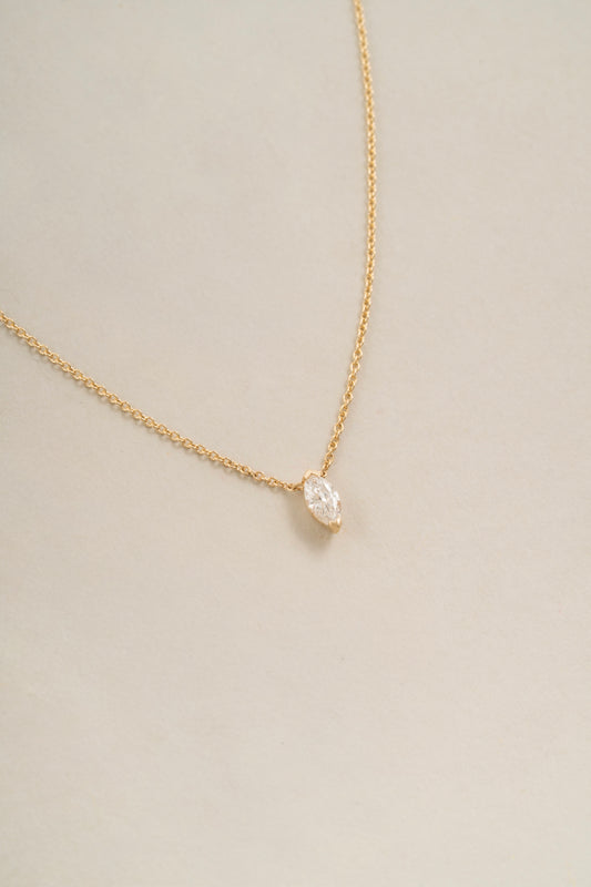14k gold marquise lab-grown diamond solitaire necklace
