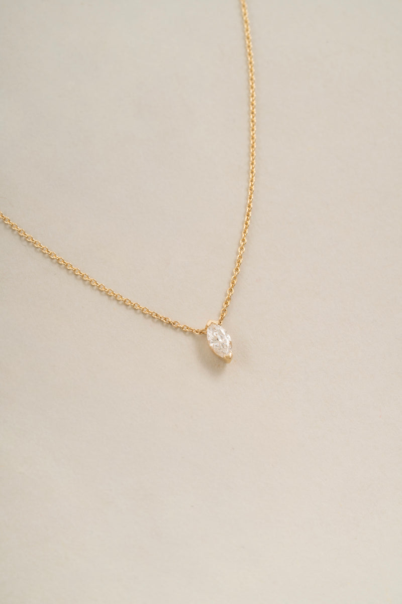 14k gold marquise lab-grown diamond solitaire necklace